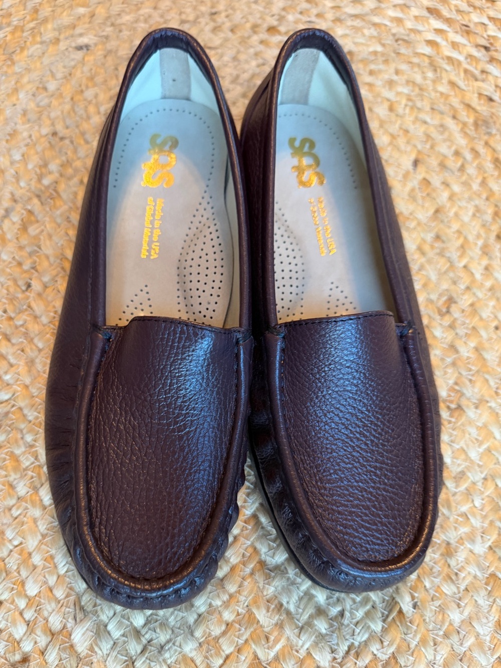 SAS Brown Leather Tripad Comfort Slip-On Loafers orthopedic support size 7WW